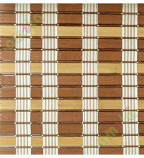 Rollup  mechanism brown beige colour fabric stripes pure natural bamboo blind